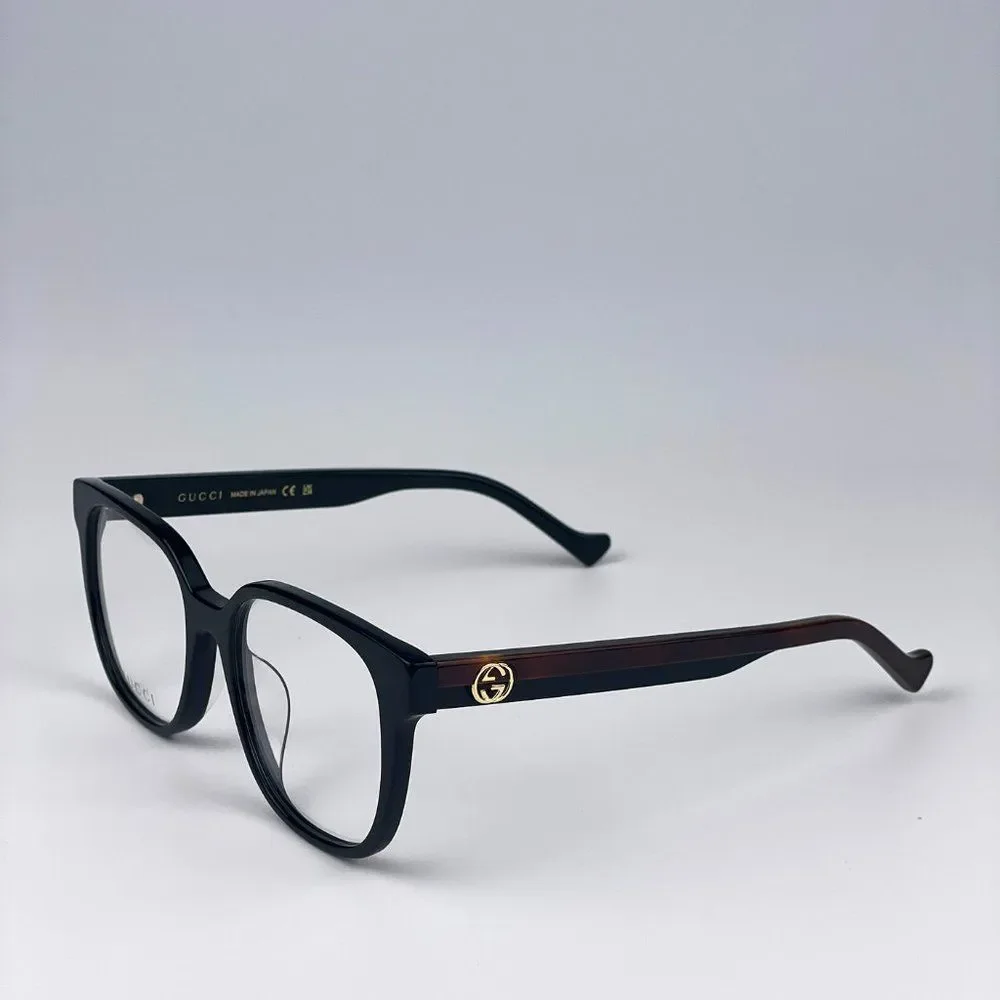 Gucci GG1305OA 001 Eyeglasses Black Havana Rectangle Women